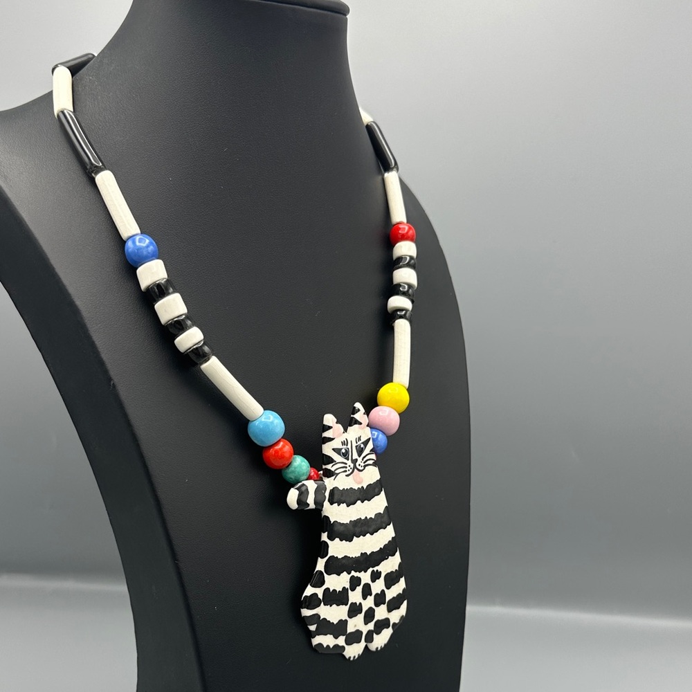 Candace Loheed Ruby Z Striped Cat Ceramic Necklac… - image 4